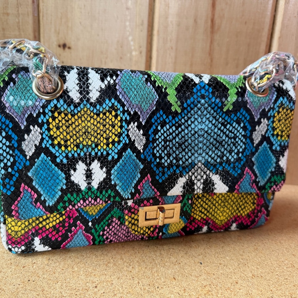 JOCELYN | Snake-Print Chain Shoulder Bag